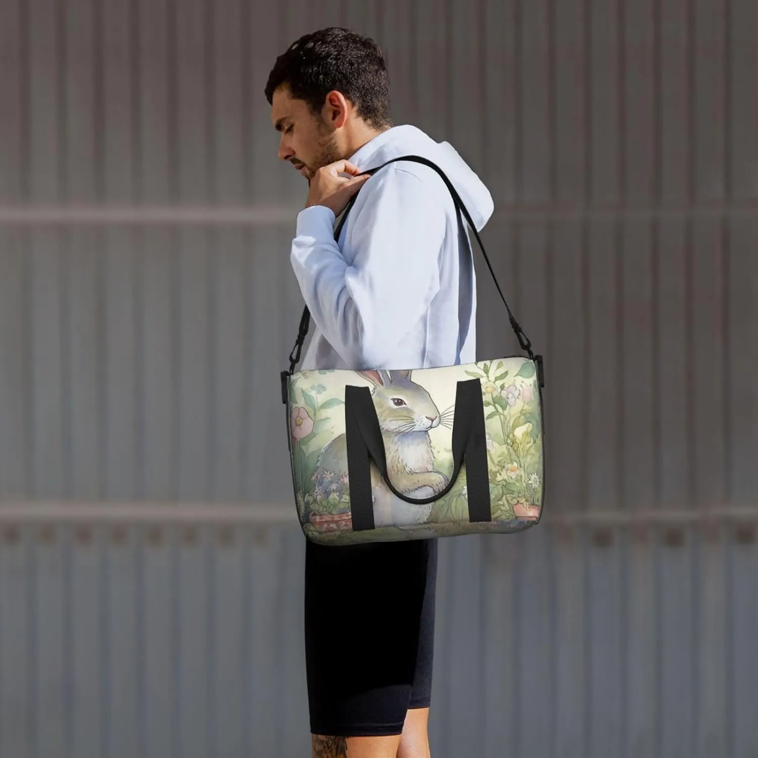 Gym Bags Small Garden Bunny Duffel Bag Overnight Bag with Shoe Compartment Carryon Bag for Men Women