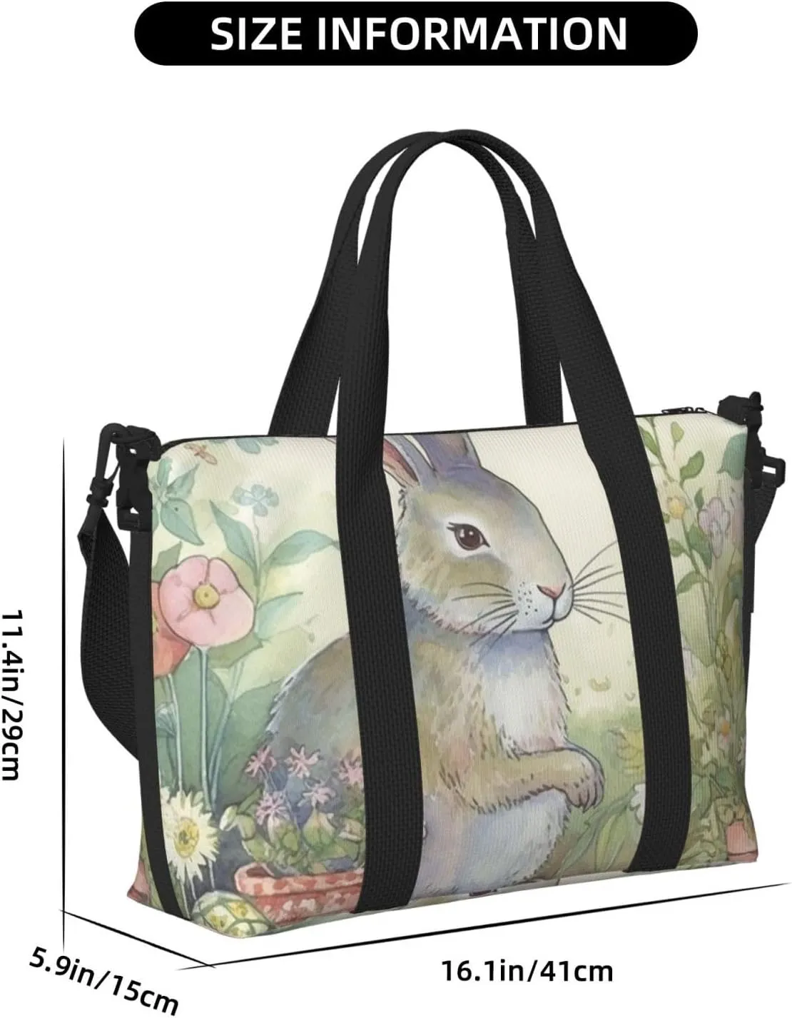 Gym Bags Small Garden Bunny Duffel Bag Overnight Bag with Shoe Compartment Carryon Bag for Men Women