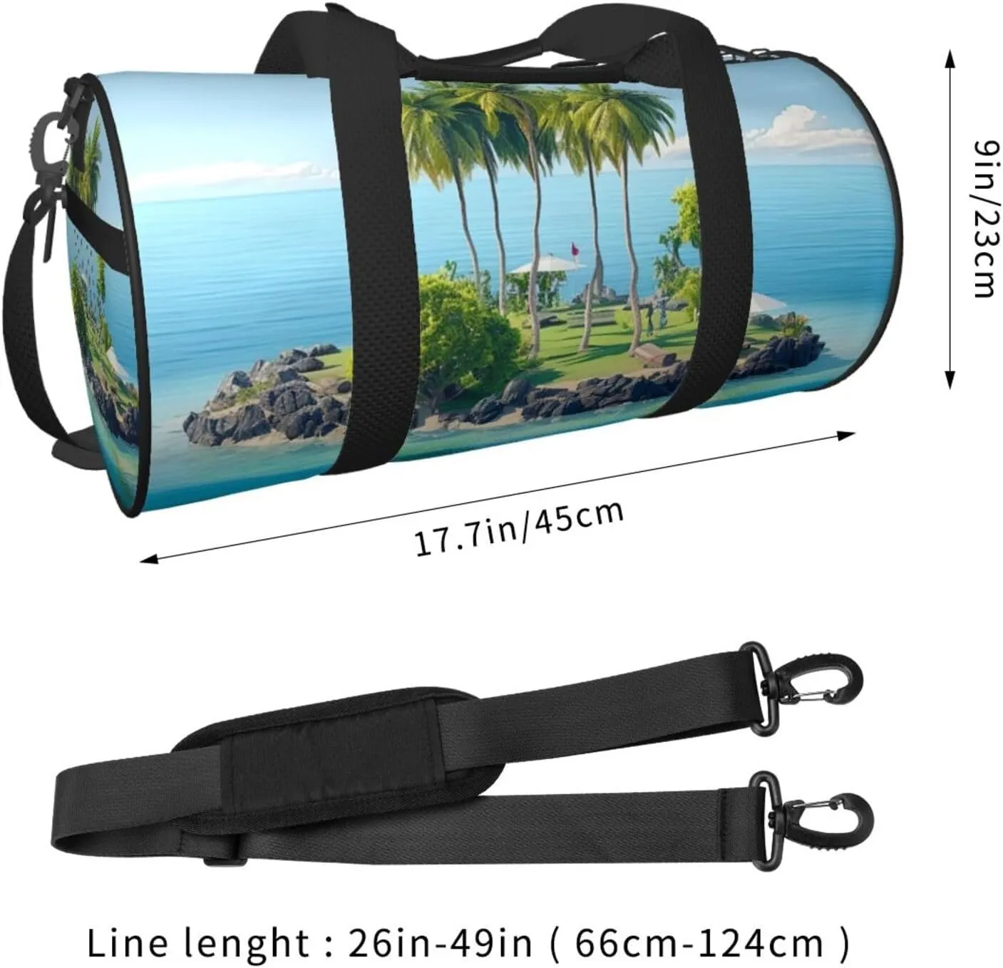 Gym Bags Small Ocean island Duffel Bag Overnight Bag with Shoe Compartment Carryon Bag for Men Women