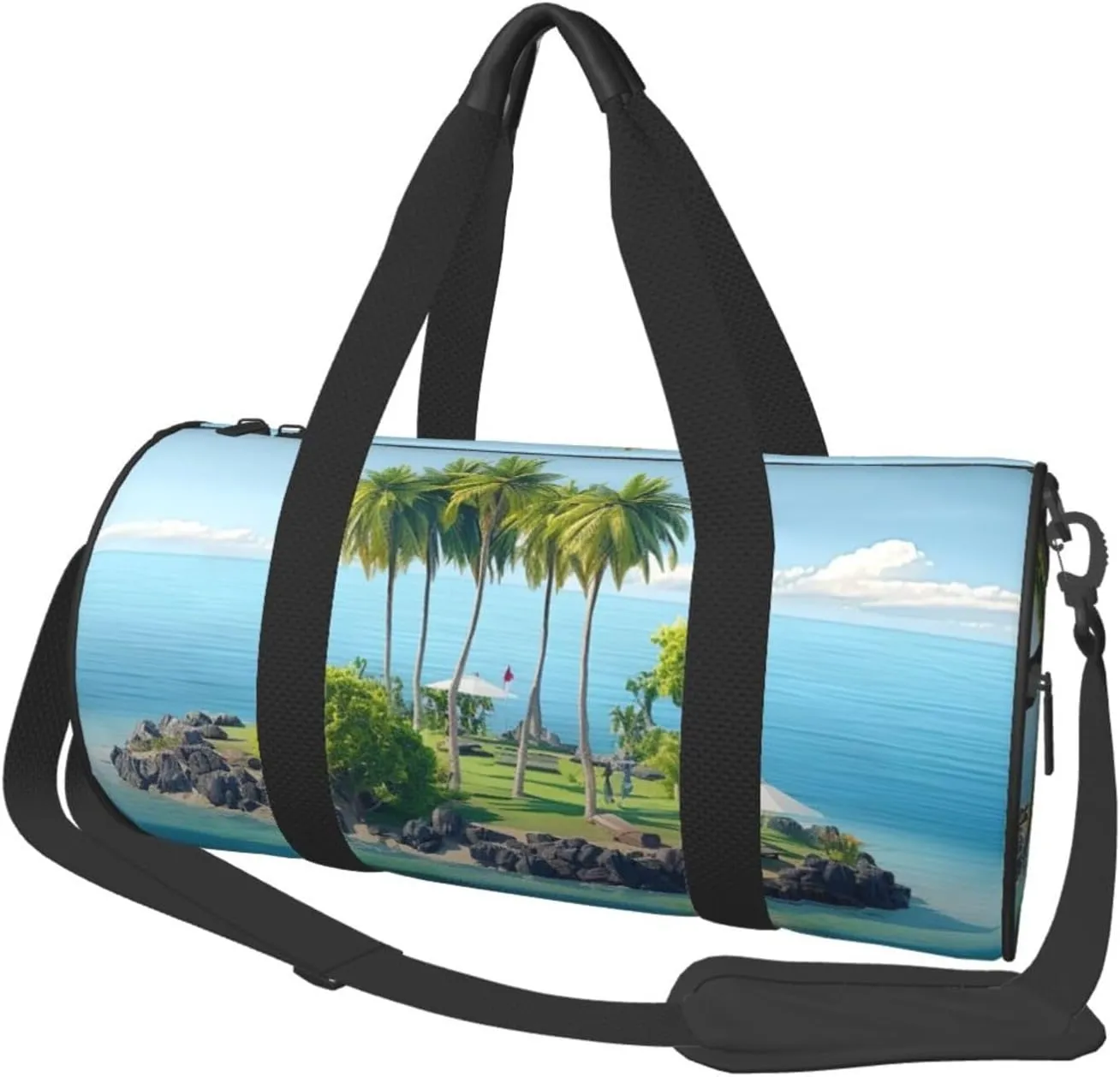 Gym Bags Small Ocean island Duffel Bag Overnight Bag with Shoe Compartment Carryon Bag for Men Women