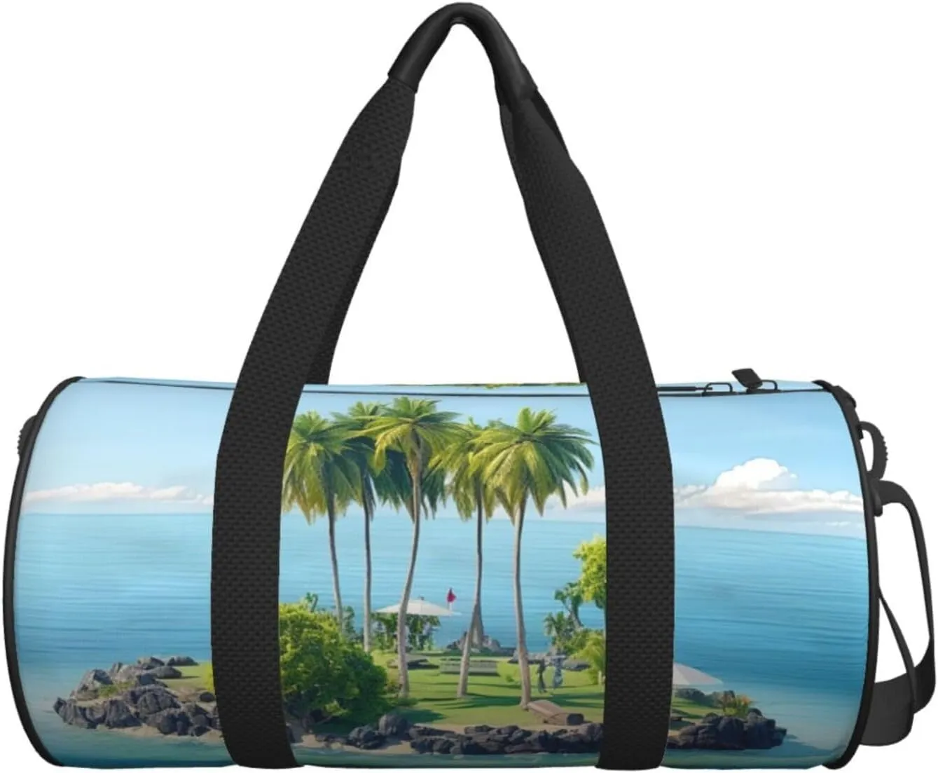 Gym Bags Small Ocean island Duffel Bag Overnight Bag with Shoe Compartment Carryon Bag for Men Women