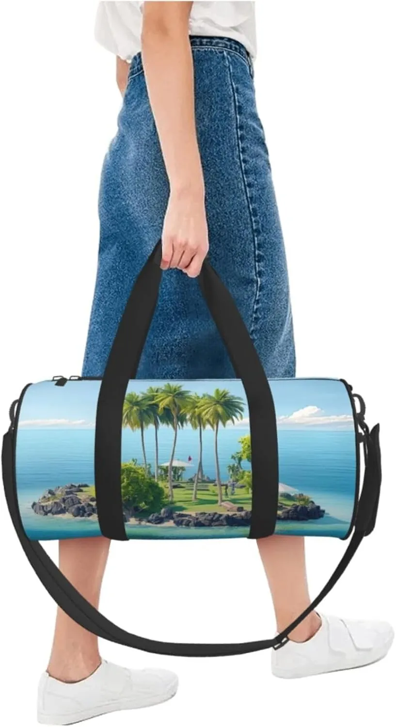 Gym Bags Small Ocean island Duffel Bag Overnight Bag with Shoe Compartment Carryon Bag for Men Women