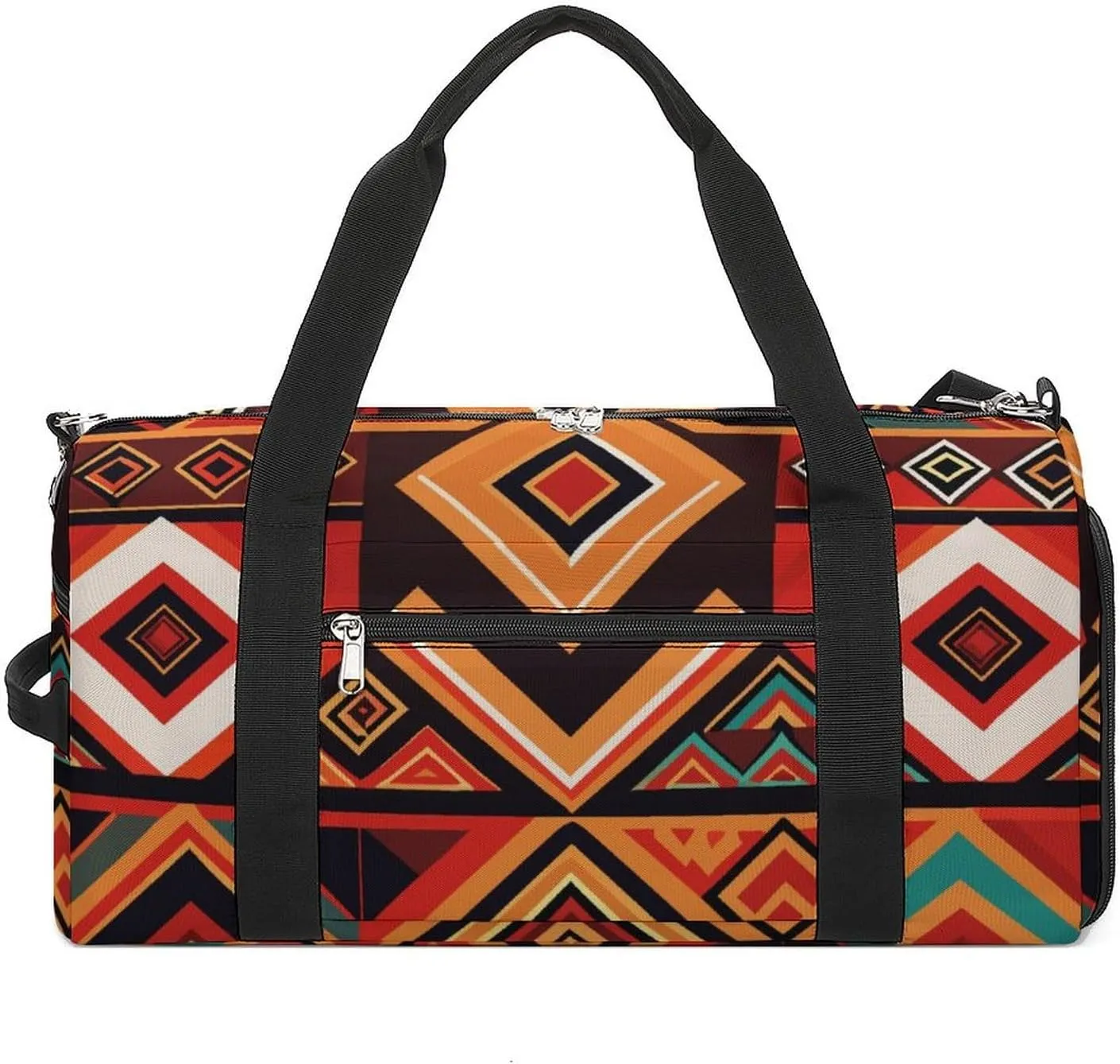Gym Duffel Bag with Shoe Compartment Wet Pocket, African Pattern Travel Bag for Men Women, style-2