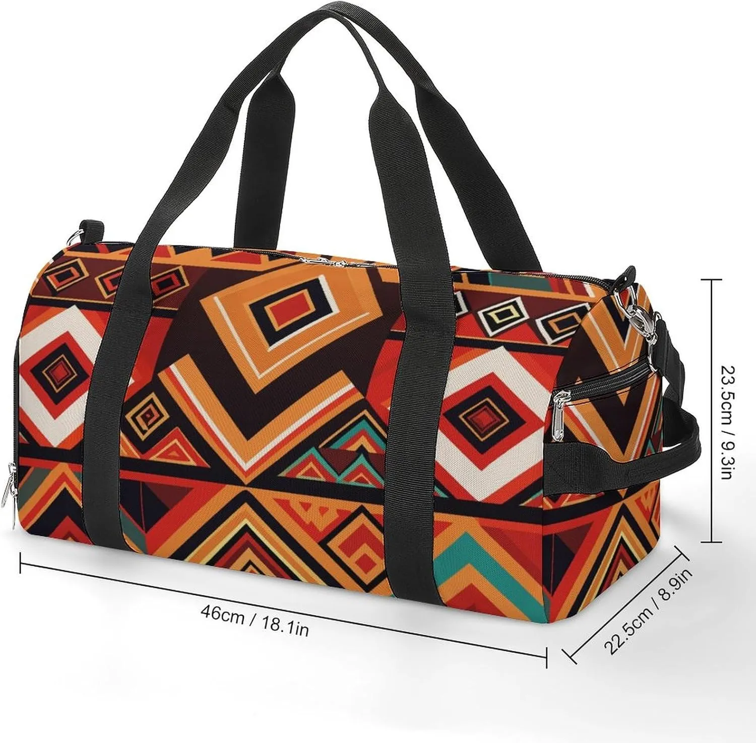 Gym Duffel Bag with Shoe Compartment Wet Pocket, African Pattern Travel Bag for Men Women, style-2