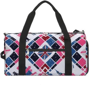 Gym Duffel Bag with Shoe Compartment Wet Pocket, Argyles English Symbols Travel Bag for Men Women, style