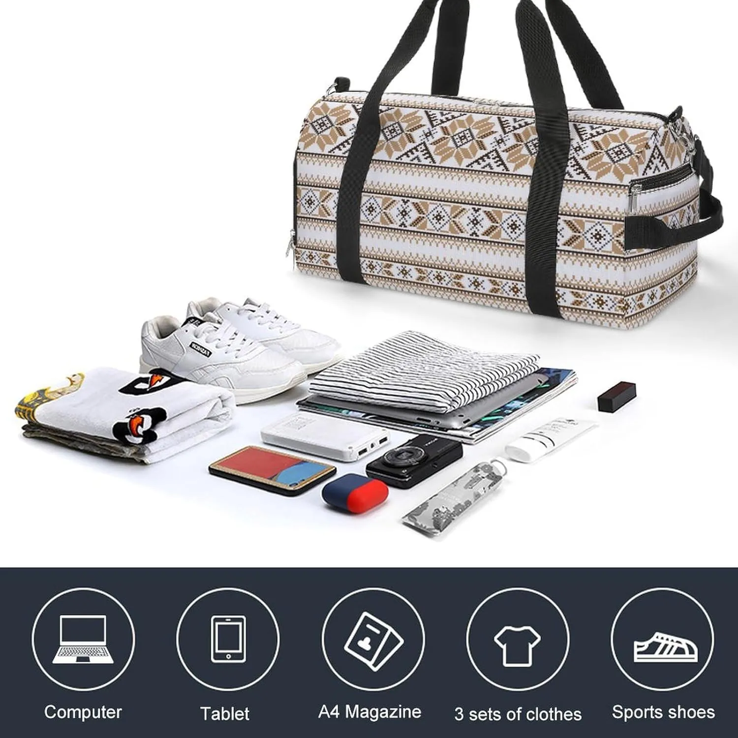 Gym Duffel Bag with Shoe Compartment Wet Pocket, Bo_6_new_04 Travel Bag for Men Women