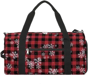 Gym Duffel Bag with Shoe Compartment Wet Pocket, Buffalo-plaid-new-year Print Travel Bag for Men Women