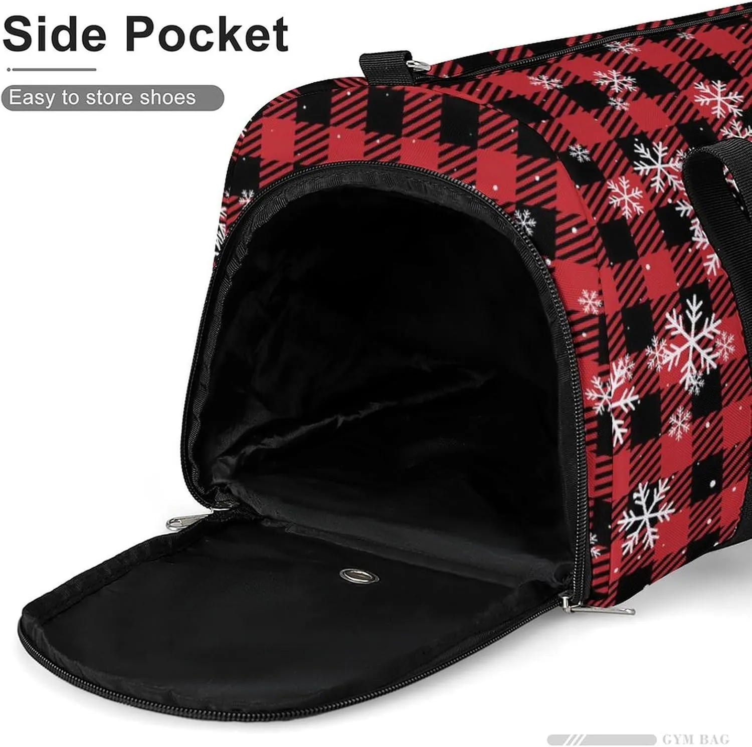 Gym Duffel Bag with Shoe Compartment Wet Pocket, Buffalo-plaid-new-year Print Travel Bag for Men Women