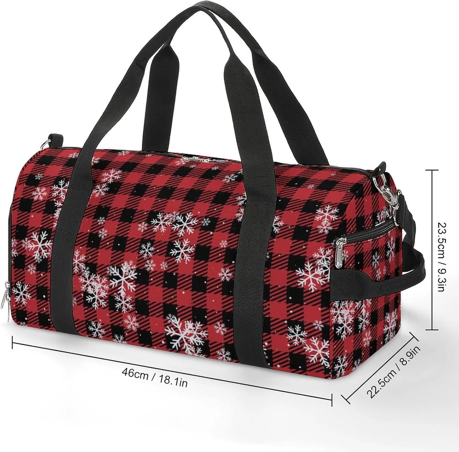 Gym Duffel Bag with Shoe Compartment Wet Pocket, Buffalo-plaid-new-year Print Travel Bag for Men Women