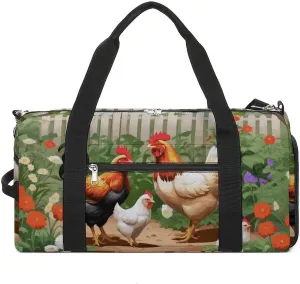Gym Duffel Bag with Shoe Compartment Wet Pocket, Cartoon Chicken Bird Travel Bag for Men Women