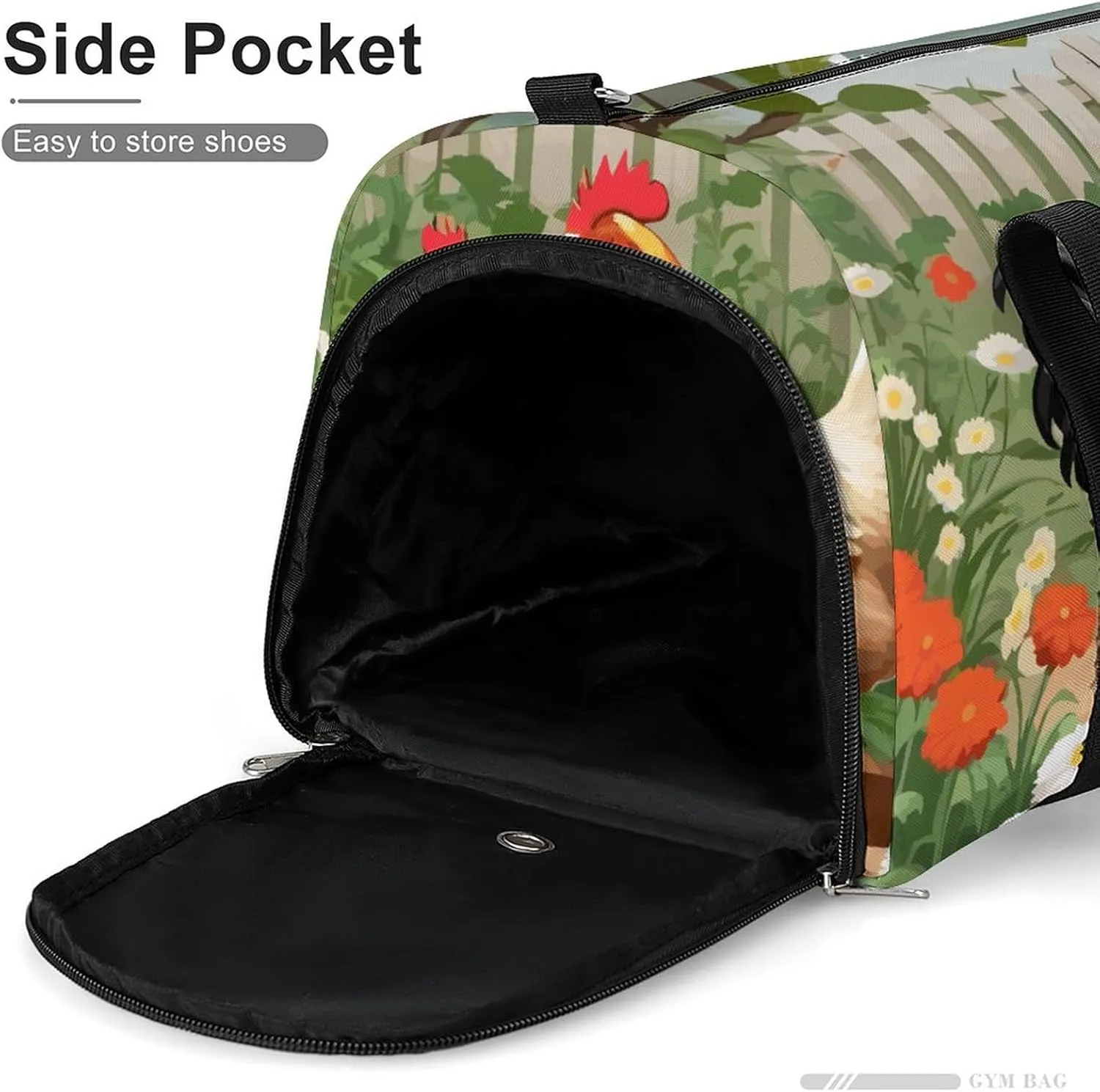 Gym Duffel Bag with Shoe Compartment Wet Pocket, Cartoon Chicken Bird Travel Bag for Men Women