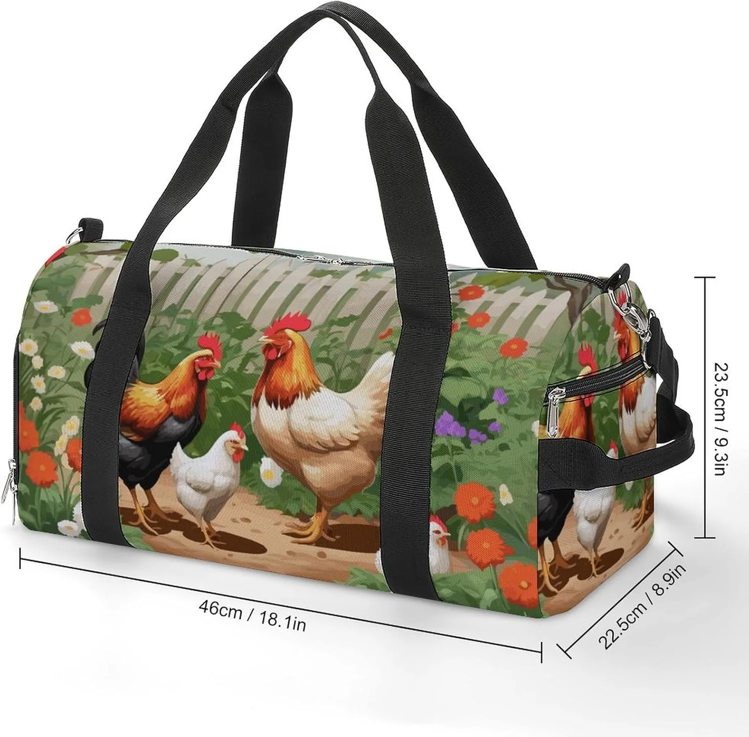 Gym Duffel Bag with Shoe Compartment Wet Pocket, Cartoon Chicken Bird Travel Bag for Men Women