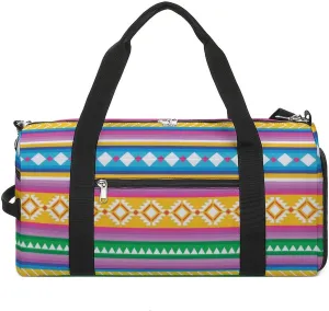 Gym Duffel Bag with Shoe Compartment Wet Pocket, Colorful Peruvian Texture Travel Bag for Men Women, style-1