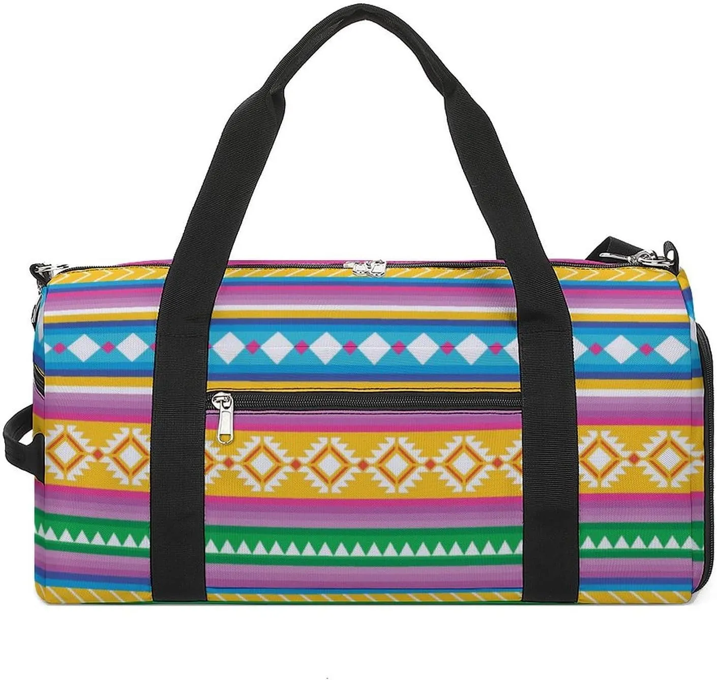 Gym Duffel Bag with Shoe Compartment Wet Pocket, Colorful Peruvian Texture Travel Bag for Men Women, style-1