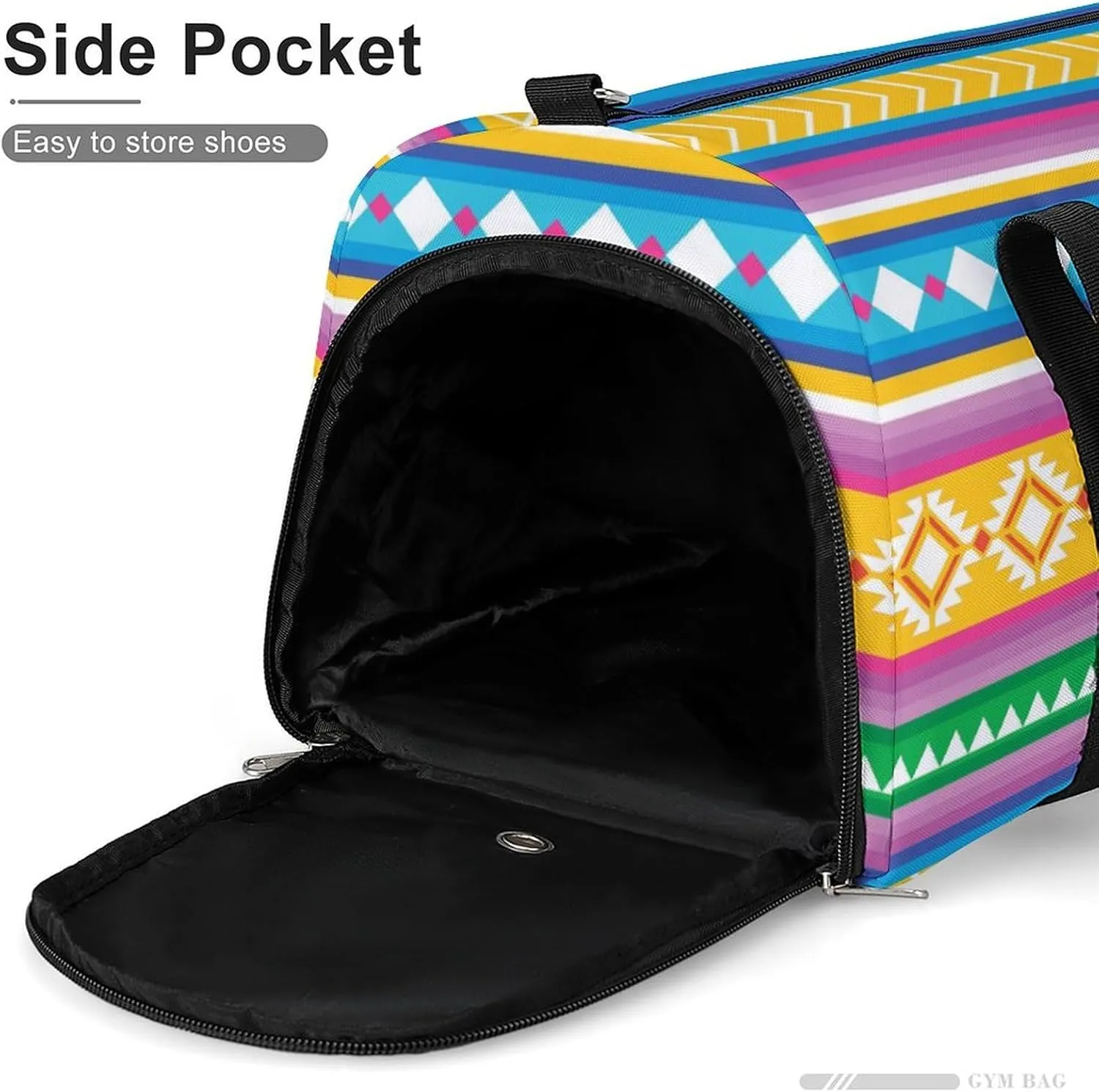 Gym Duffel Bag with Shoe Compartment Wet Pocket, Colorful Peruvian Texture Travel Bag for Men Women, style-1