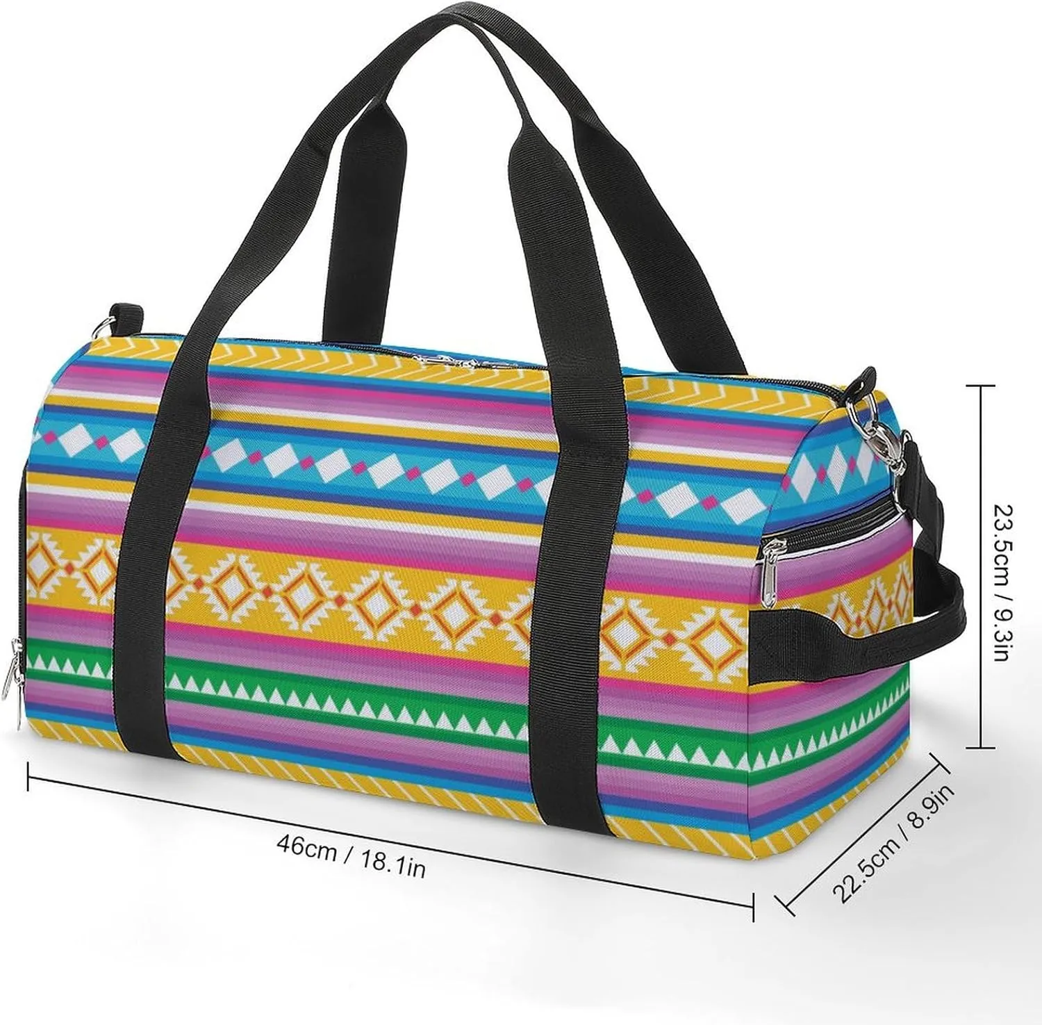 Gym Duffel Bag with Shoe Compartment Wet Pocket, Colorful Peruvian Texture Travel Bag for Men Women, style-1