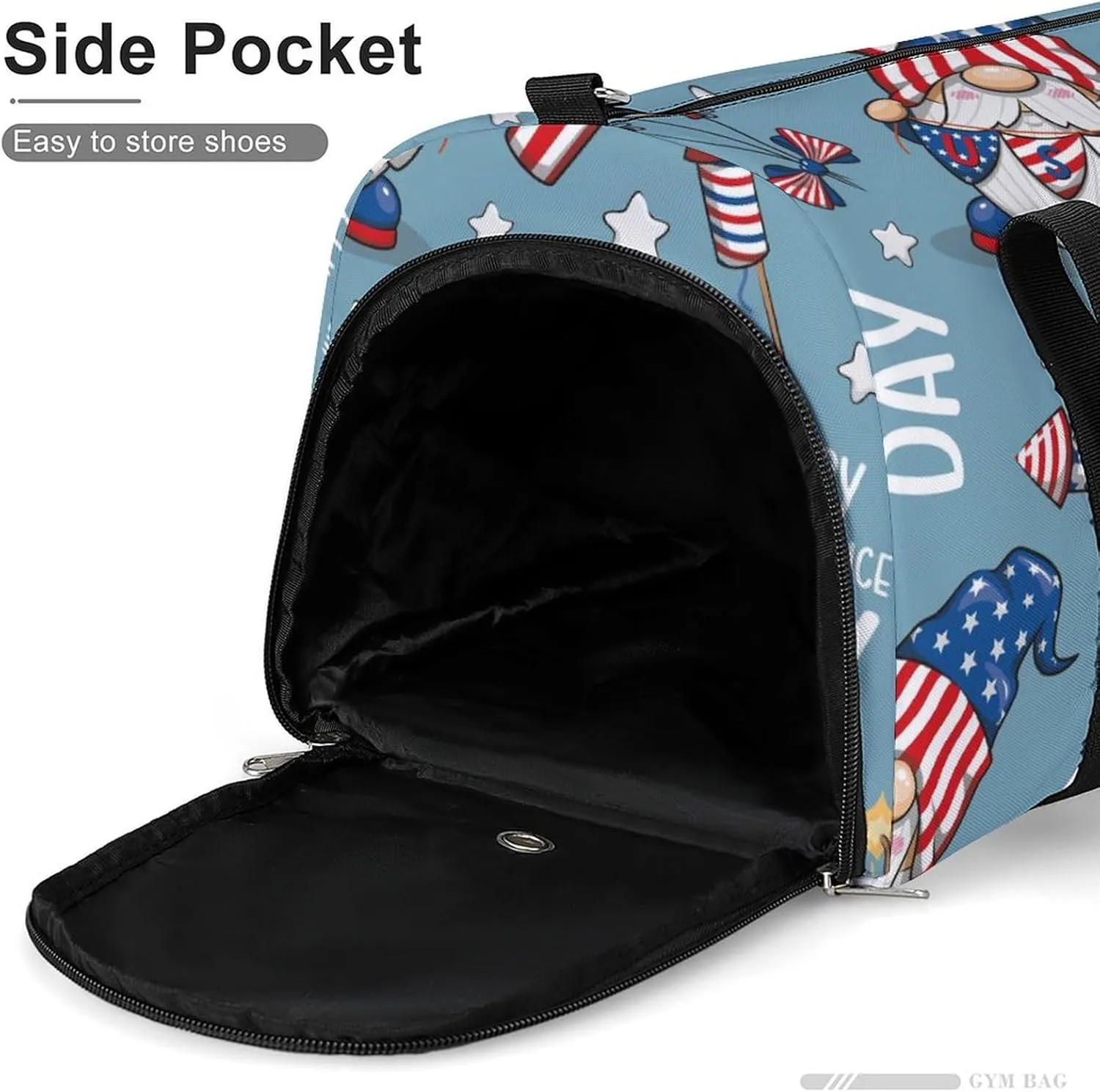 Gym Duffel Bag with Shoe Compartment Wet Pocket, Cute Gnome Cartoon Travel Bag for Men Women, style-2