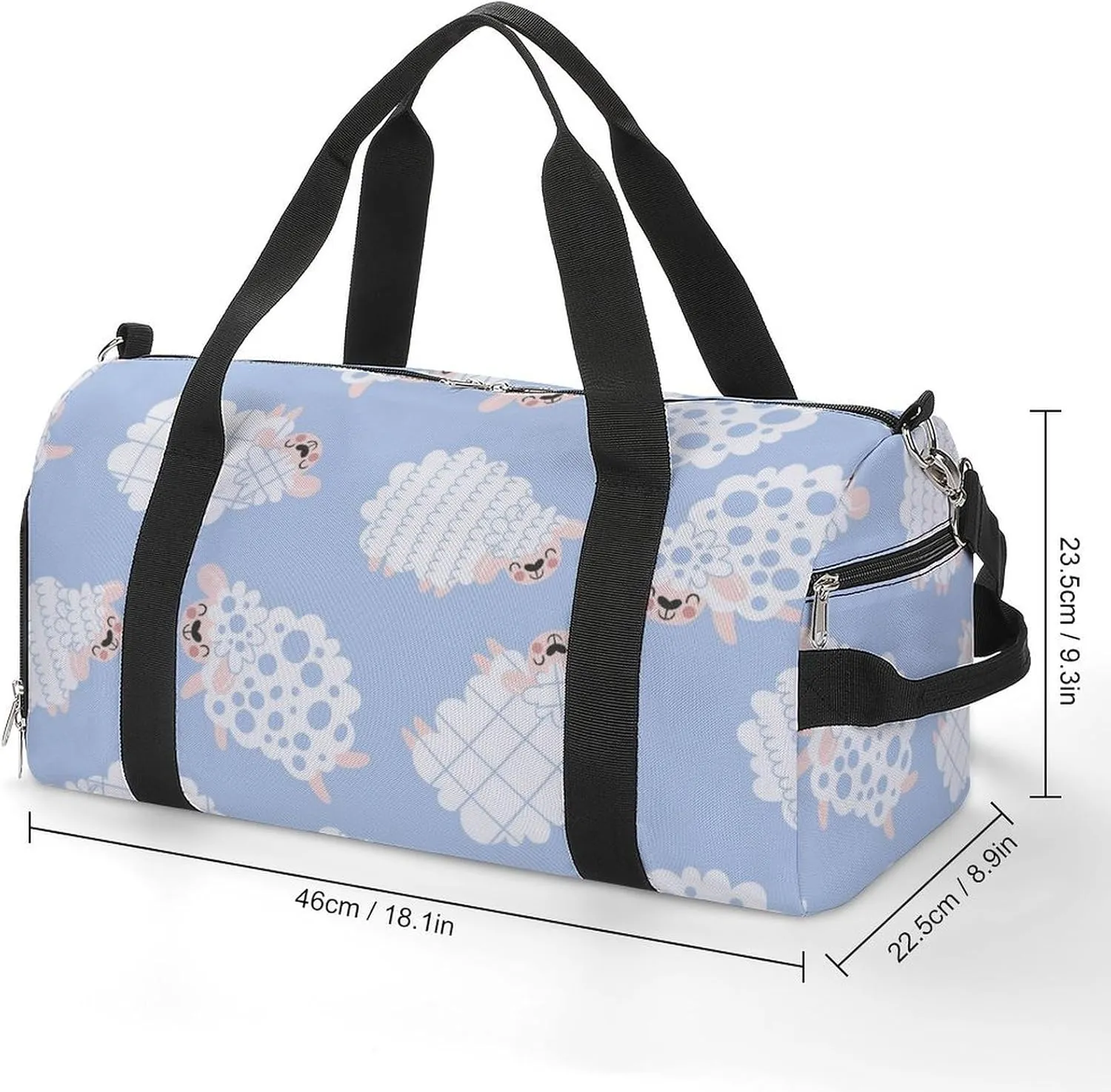 Gym Duffel Bag with Shoe Compartment Wet Pocket, Cute Sheep Travel Bag for Men Women, style-3