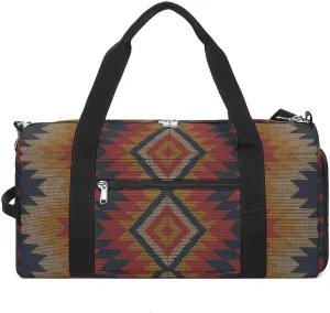 Gym Duffel Bag with Shoe Compartment Wet Pocket, Ethnic Ikat Art Travel Bag for Men Women, style