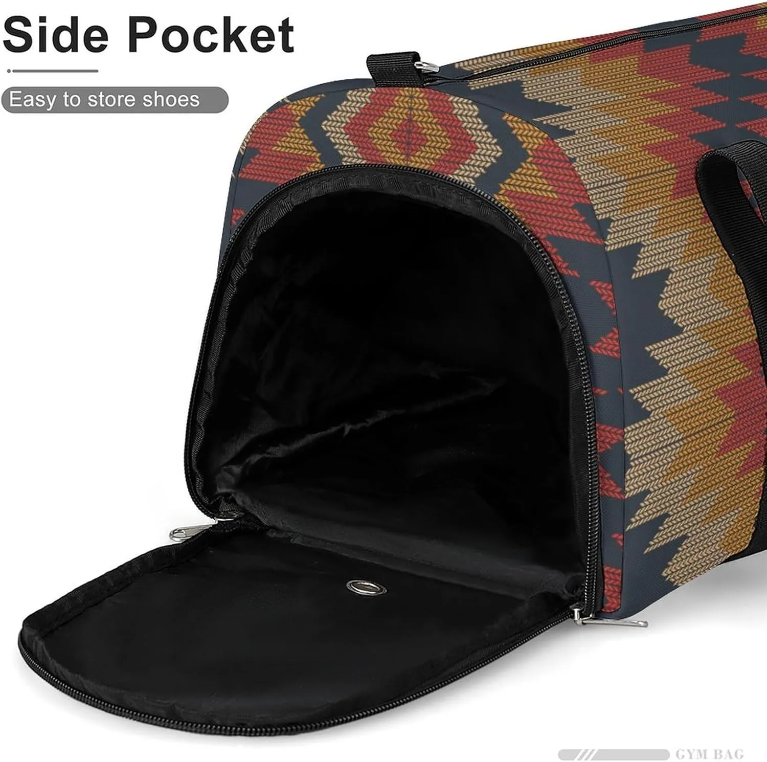 Gym Duffel Bag with Shoe Compartment Wet Pocket, Ethnic Ikat Art Travel Bag for Men Women, style