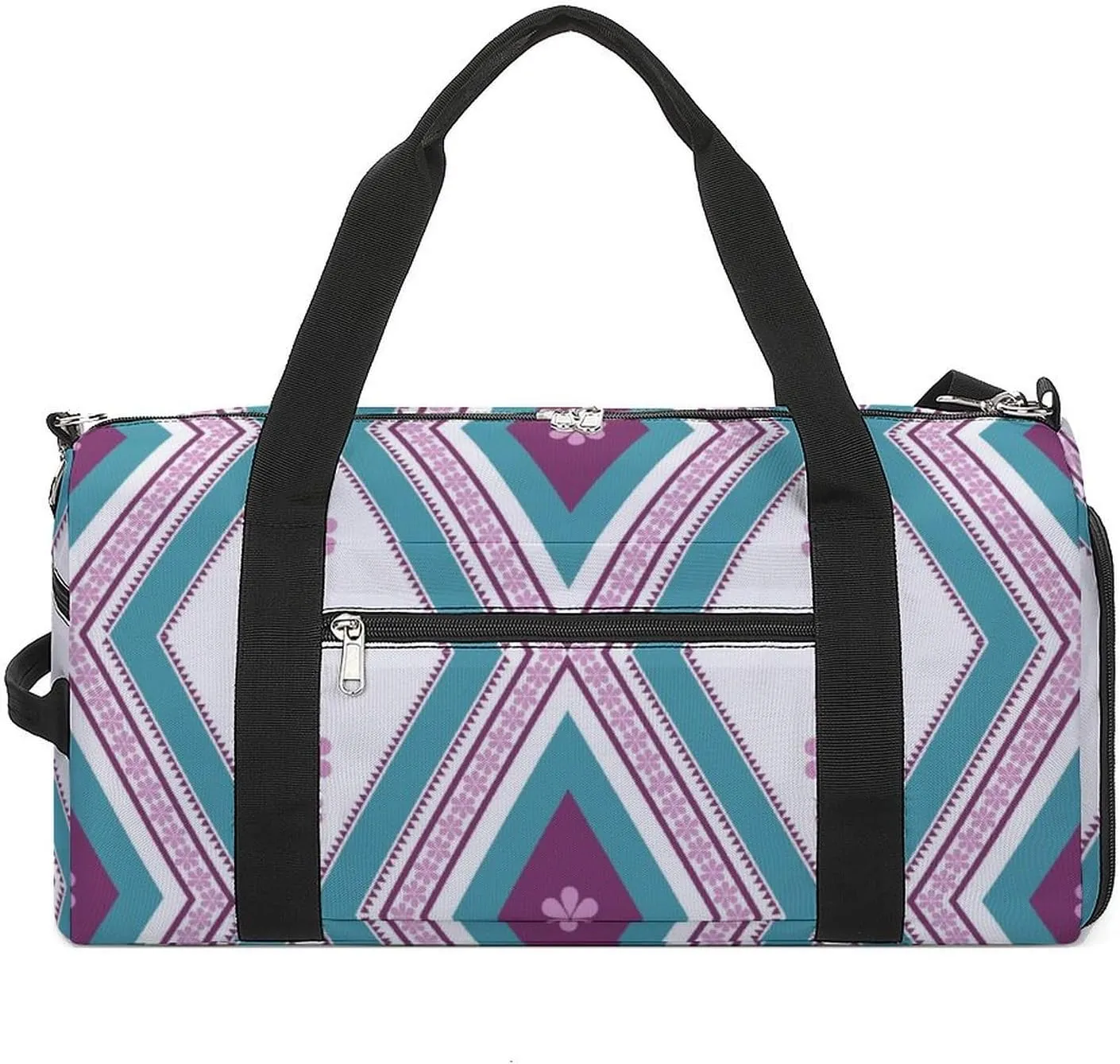 Gym Duffel Bag with Shoe Compartment Wet Pocket, Fashion Floral Pattern Travel Bag for Men Women, style-4