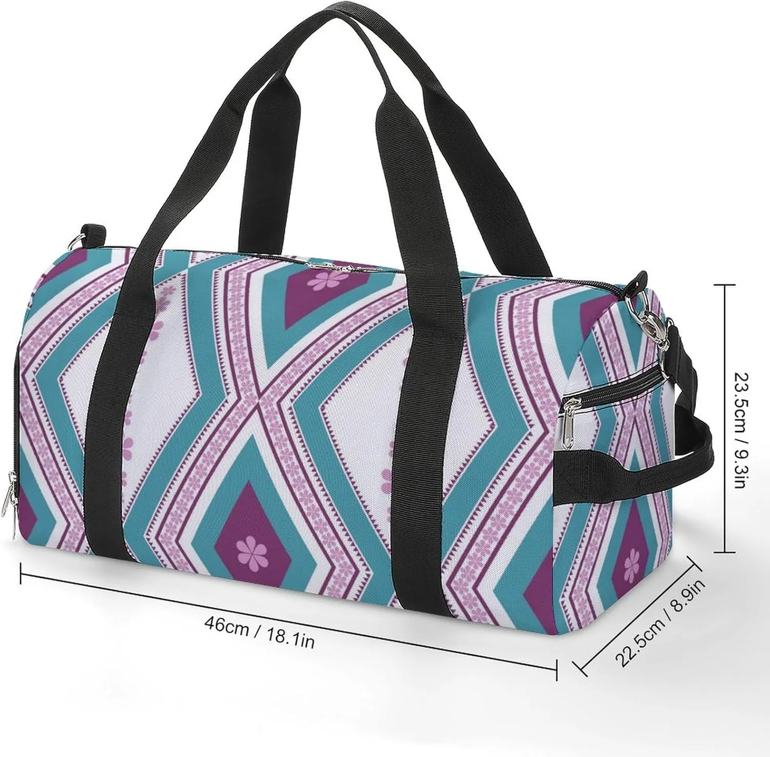 Gym Duffel Bag with Shoe Compartment Wet Pocket, Fashion Floral Pattern Travel Bag for Men Women, style-4