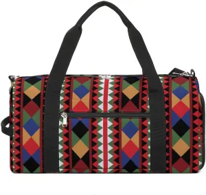 Gym Duffel Bag with Shoe Compartment Wet Pocket, Fashionable Print Travel Bag for Men Women