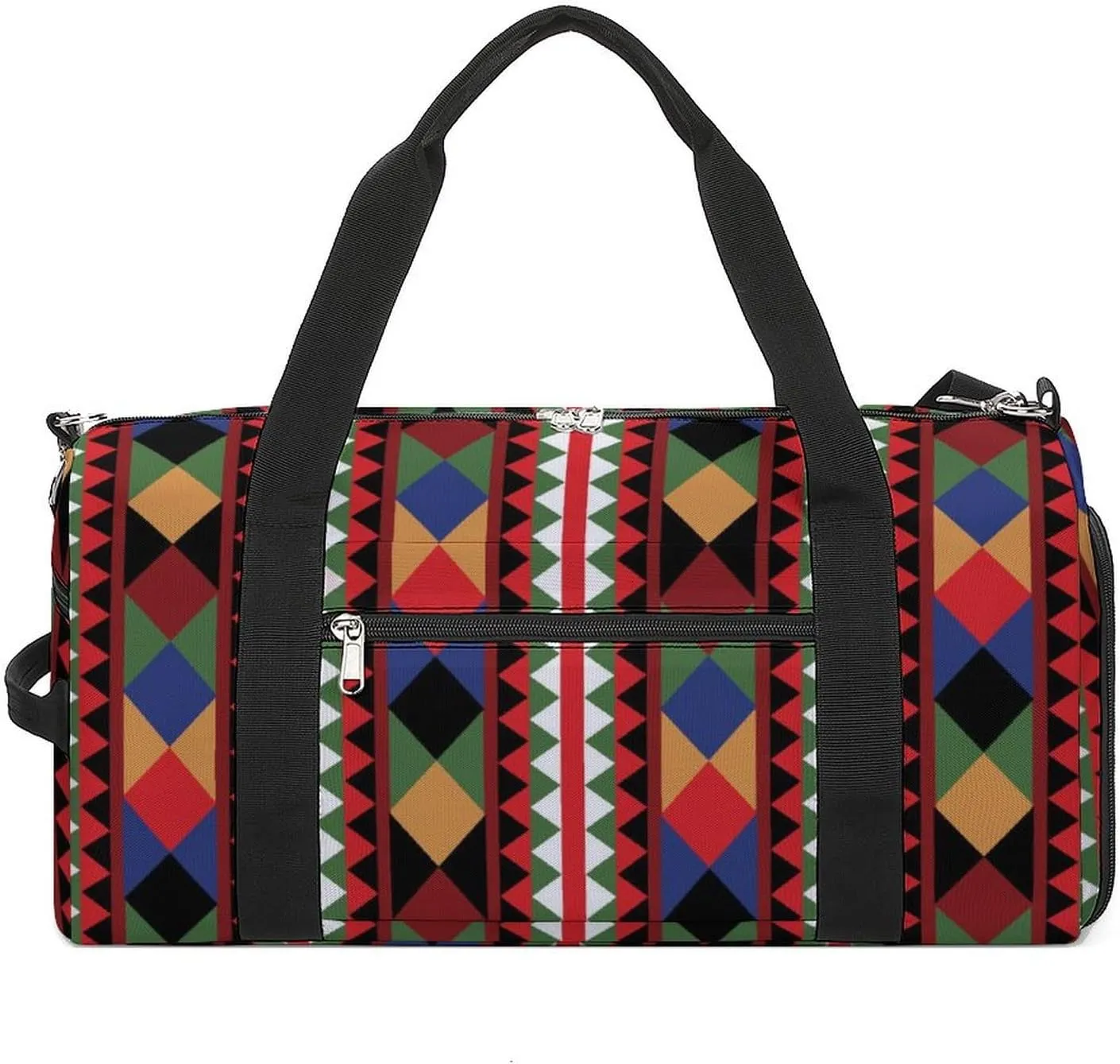 Gym Duffel Bag with Shoe Compartment Wet Pocket, Fashionable Print Travel Bag for Men Women