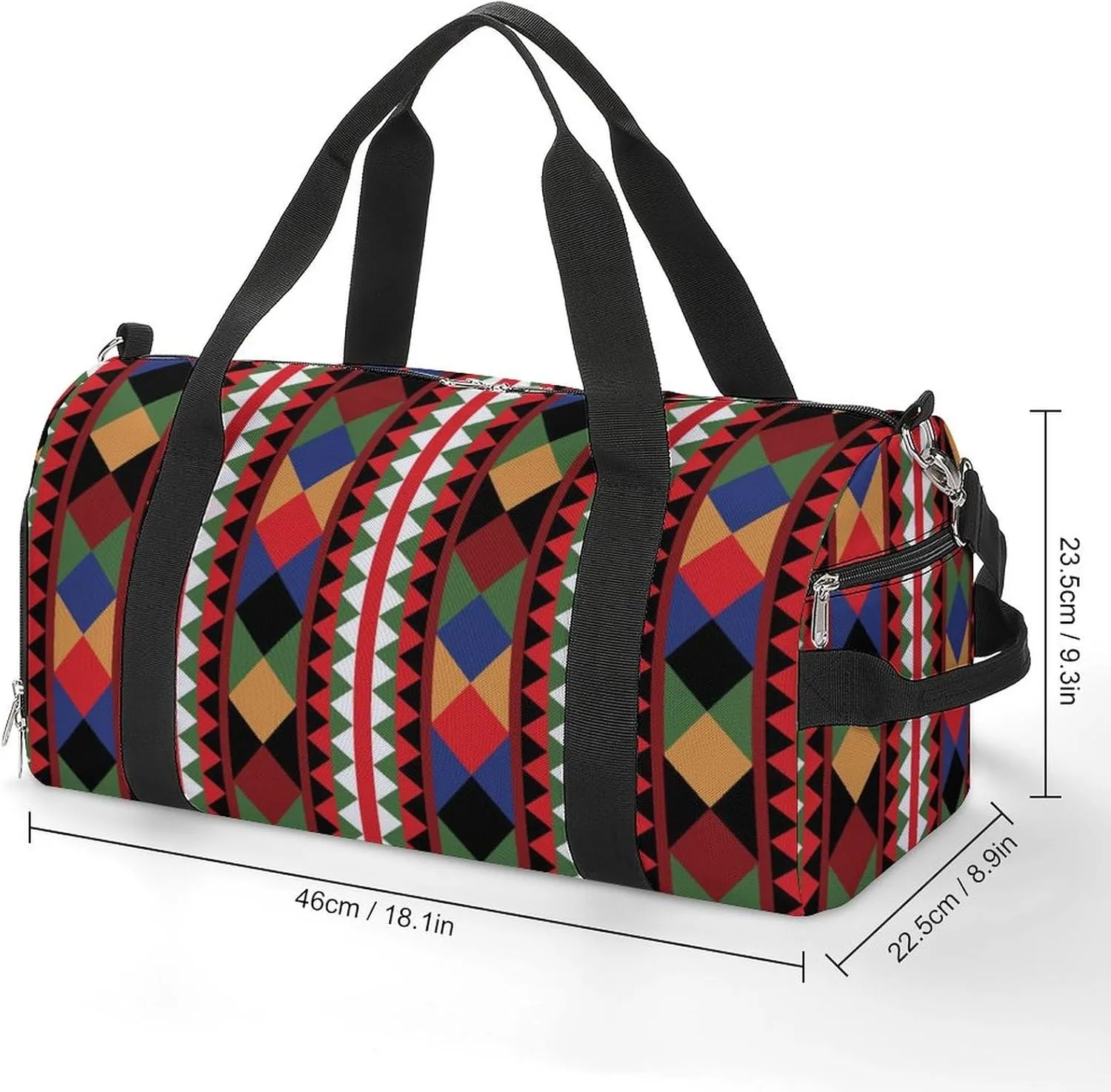 Gym Duffel Bag with Shoe Compartment Wet Pocket, Fashionable Print Travel Bag for Men Women