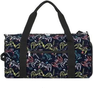 Gym Duffel Bag with Shoe Compartment Wet Pocket, Gamepad And Game Slogans Travel Bag for Men Women, style-4