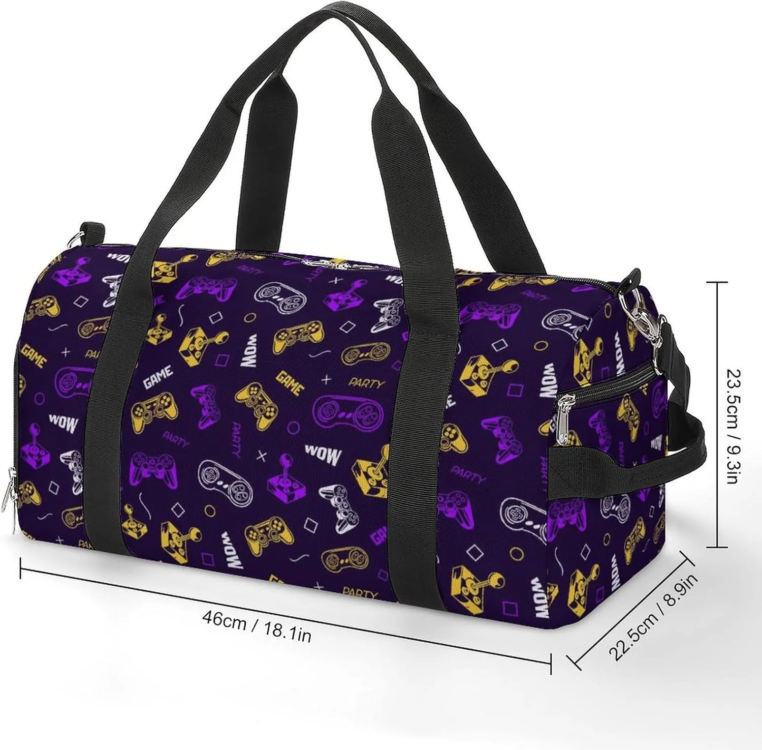 Gym Duffel Bag with Shoe Compartment Wet Pocket, Gamepads And Joysticks Travel Bag for Men Women, style