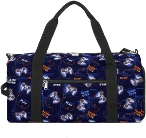 Gym Duffel Bag with Shoe Compartment Wet Pocket, Gamepads Pattern Travel Bag for Men Women
