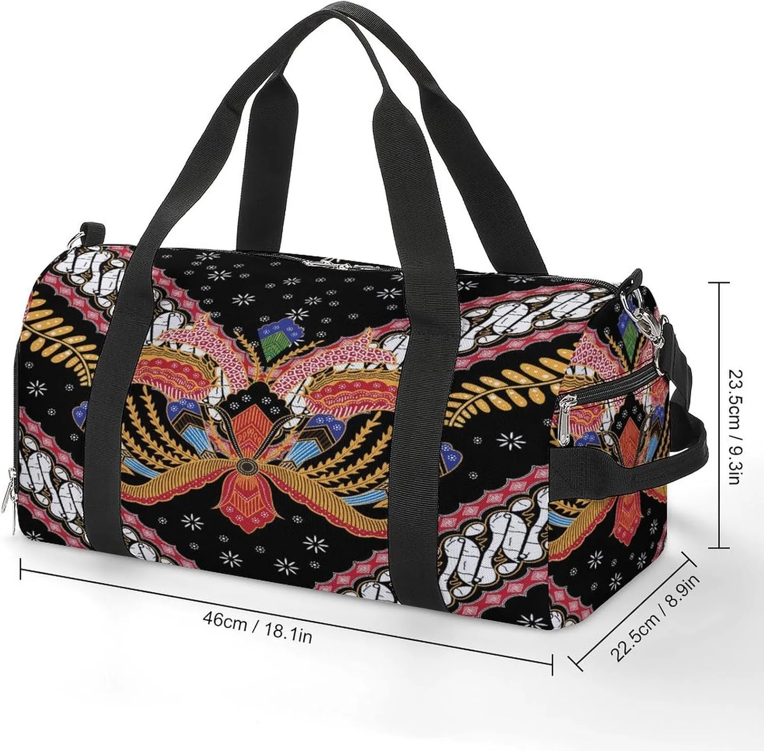 Gym Duffel Bag with Shoe Compartment Wet Pocket, Indonesian Batik Travel Bag for Men Women, style-2