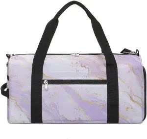 Gym Duffel Bag with Shoe Compartment Wet Pocket, Lavender Marble Watercolor Travel Bag for Men Women, style