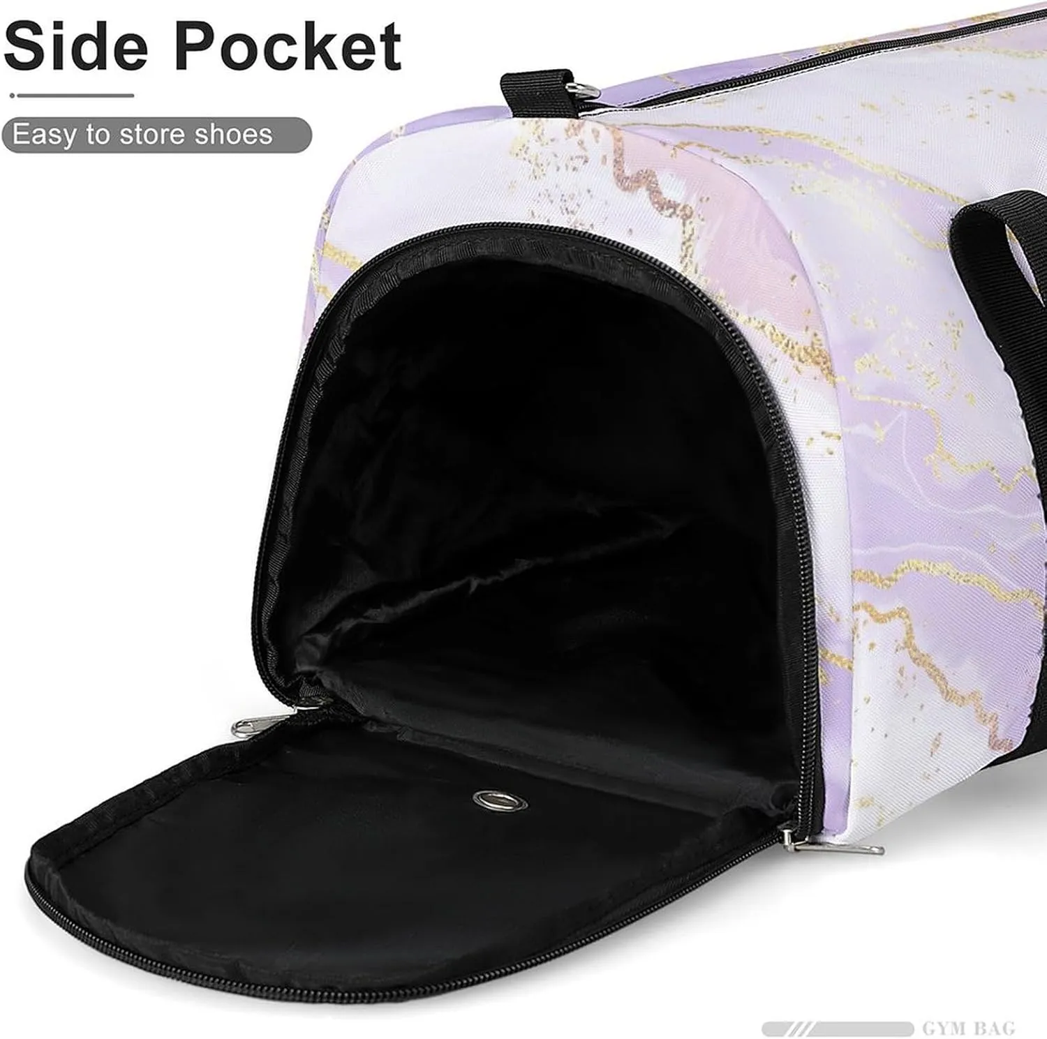 Gym Duffel Bag with Shoe Compartment Wet Pocket, Lavender Marble Watercolor Travel Bag for Men Women, style