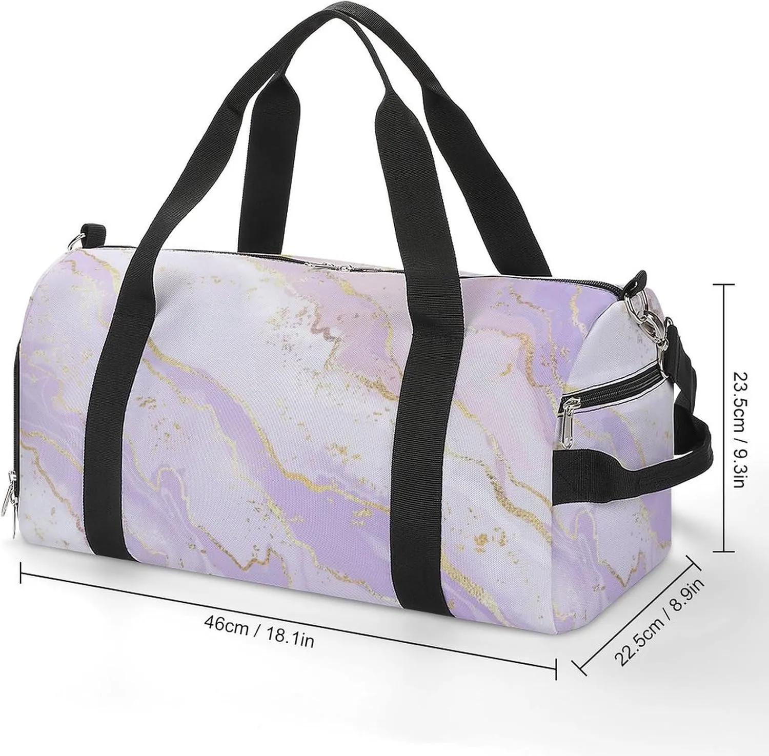 Gym Duffel Bag with Shoe Compartment Wet Pocket, Lavender Marble Watercolor Travel Bag for Men Women, style