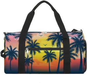 Gym Duffel Bag with Shoe Compartment Wet Pocket, Multicolored Palms Travel Bag for Men Women