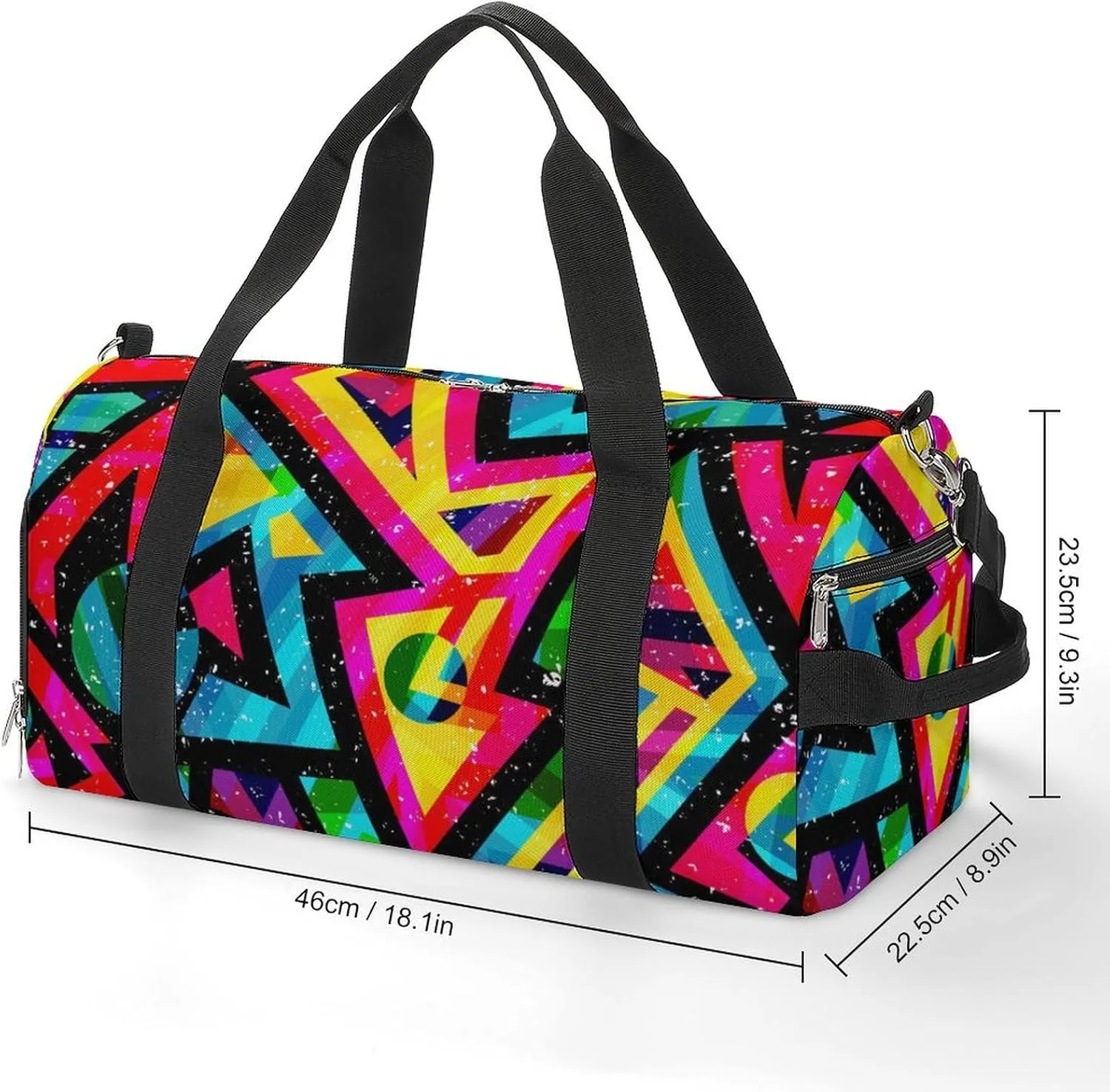 Gym Duffel Bag with Shoe Compartment Wet Pocket, Psychedelic Maze Pattern Travel Bag for Men Women