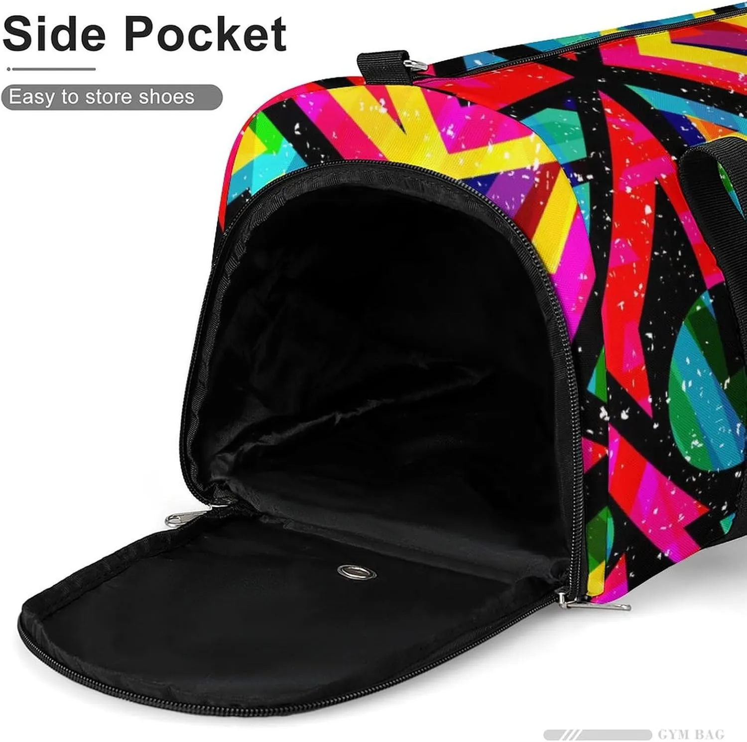 Gym Duffel Bag with Shoe Compartment Wet Pocket, Psychedelic Maze Pattern Travel Bag for Men Women