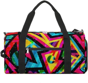Gym Duffel Bag with Shoe Compartment Wet Pocket, Psychedelic Maze Pattern Travel Bag for Men Women