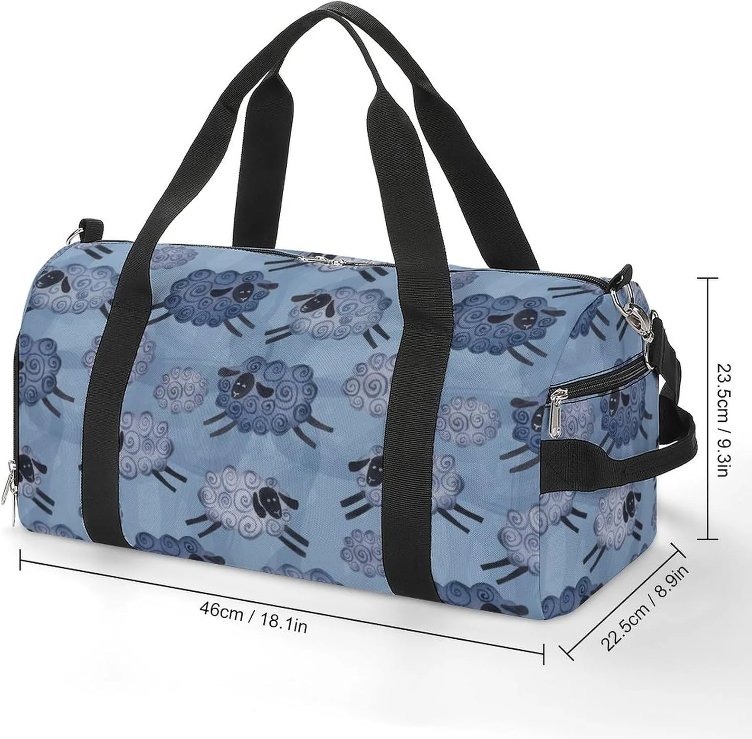 Gym Duffel Bag with Shoe Compartment Wet Pocket, Sheep Clouds Travel Bag for Men Women
