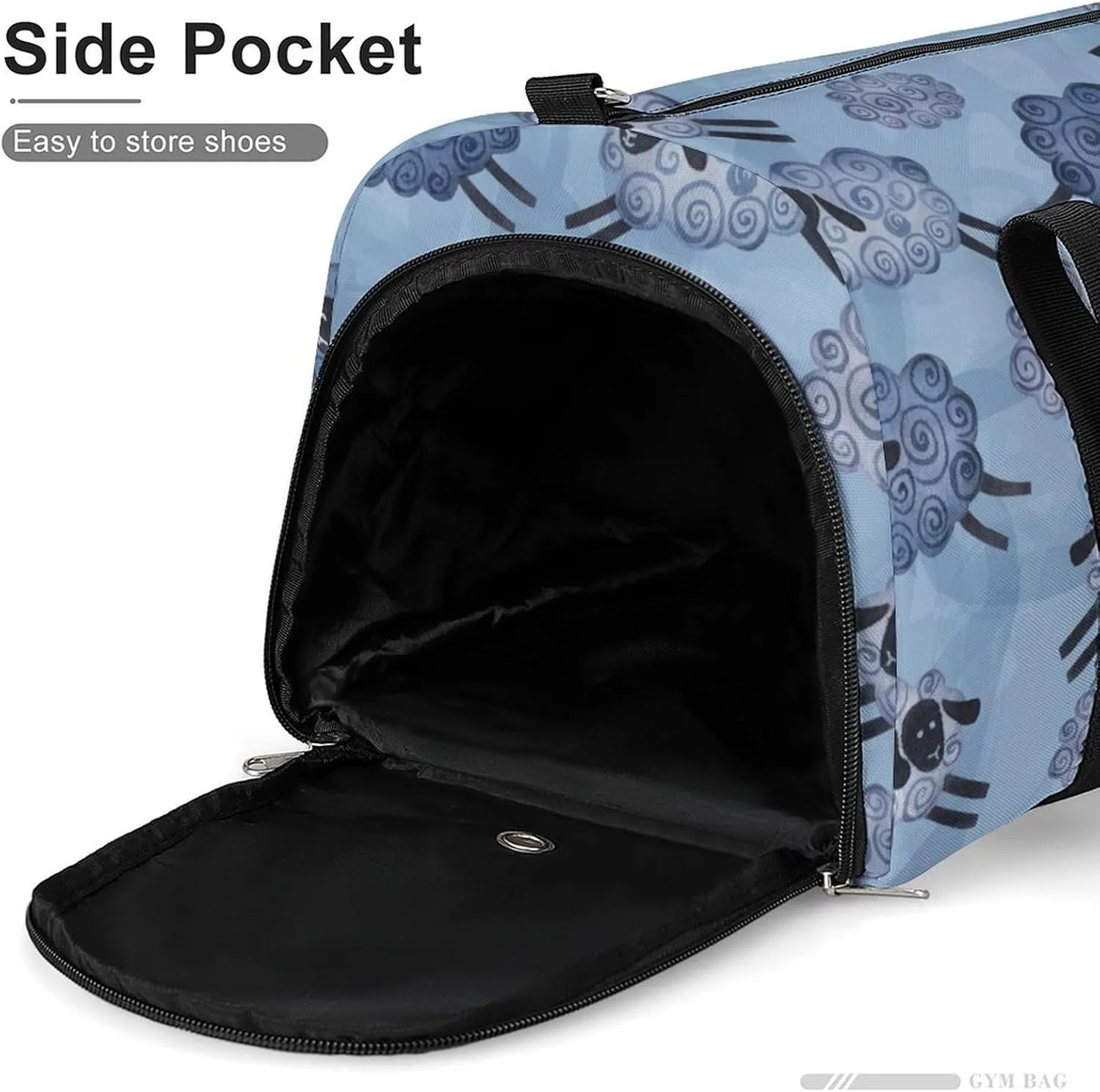 Gym Duffel Bag with Shoe Compartment Wet Pocket, Sheep Clouds Travel Bag for Men Women