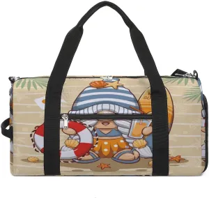 Gym Duffel Bag with Shoe Compartment Wet Pocket, Summer Cute Gnome Travel Bag for Men Women