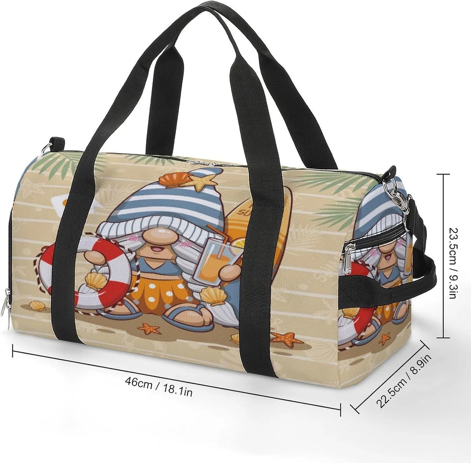 Gym Duffel Bag with Shoe Compartment Wet Pocket, Summer Cute Gnome Travel Bag for Men Women
