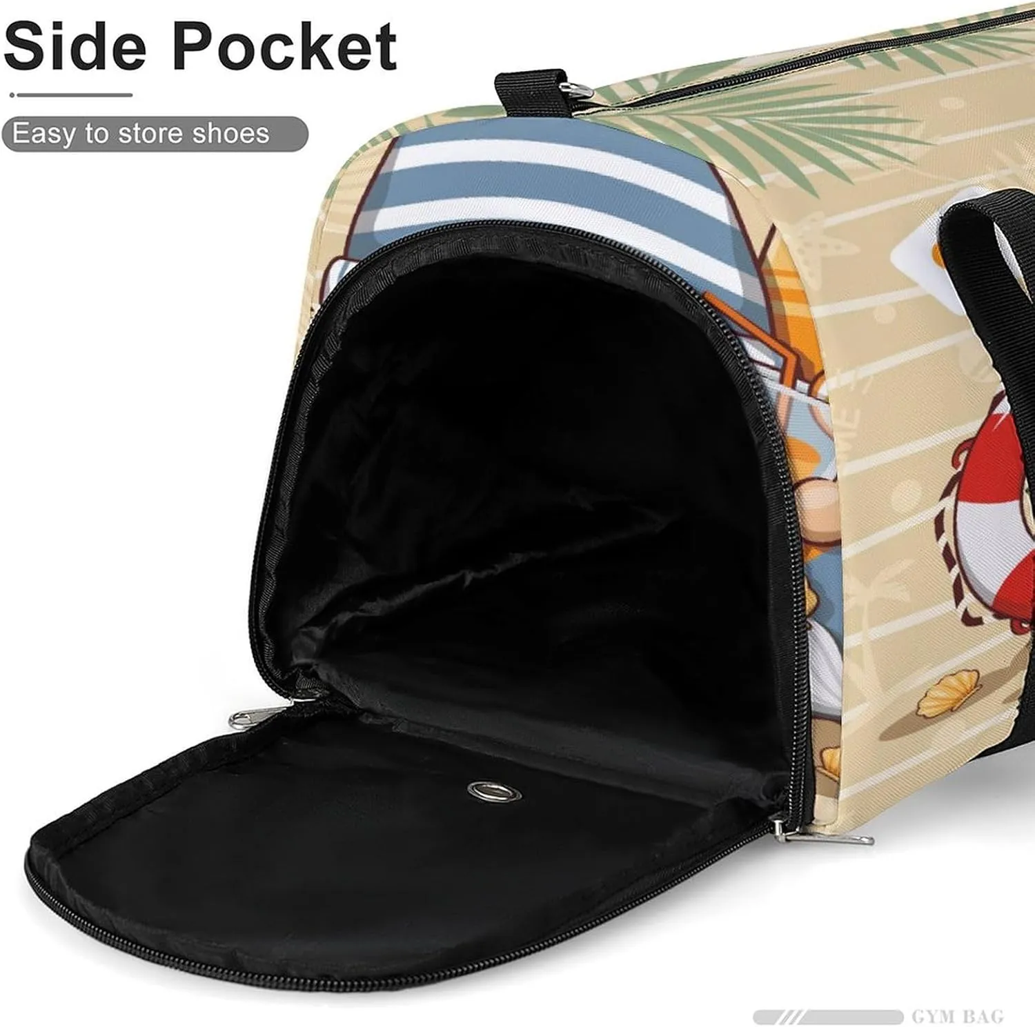 Gym Duffel Bag with Shoe Compartment Wet Pocket, Summer Cute Gnome Travel Bag for Men Women