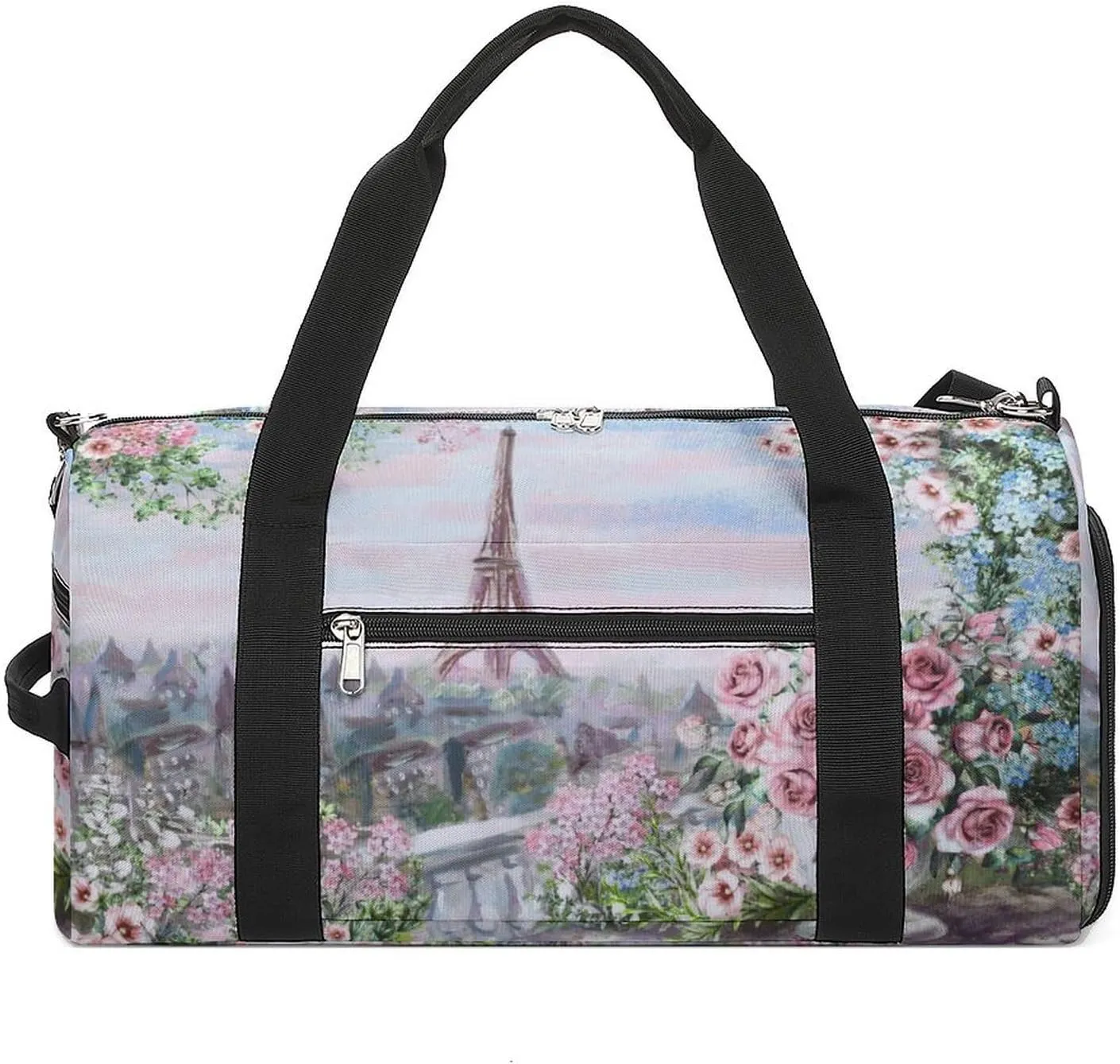 Gym Duffel Bag with Shoe Compartment Wet Pocket, Summer in Paris Travel Bag for Men Women