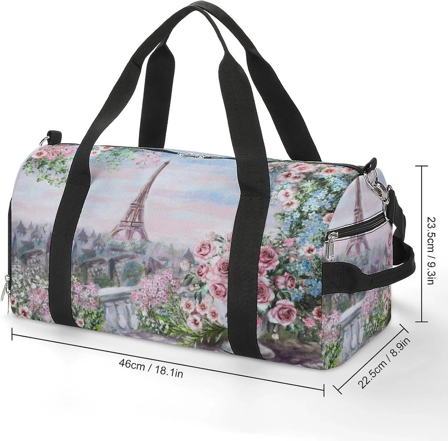 Gym Duffel Bag with Shoe Compartment Wet Pocket, Summer in Paris Travel Bag for Men Women