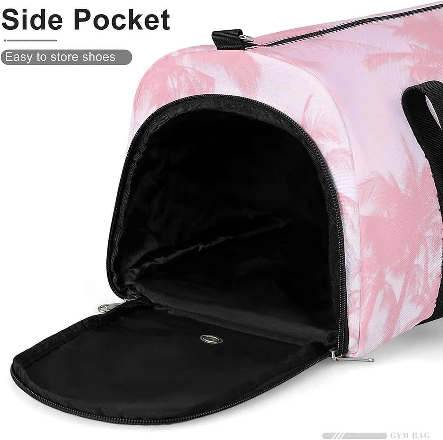 Gym Duffel Bag with Shoe Compartment Wet Pocket, Tropical-Palms-Pink Travel Bag for Men Women
