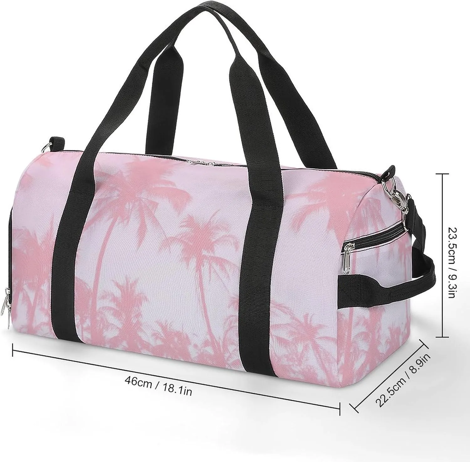 Gym Duffel Bag with Shoe Compartment Wet Pocket, Tropical-Palms-Pink Travel Bag for Men Women