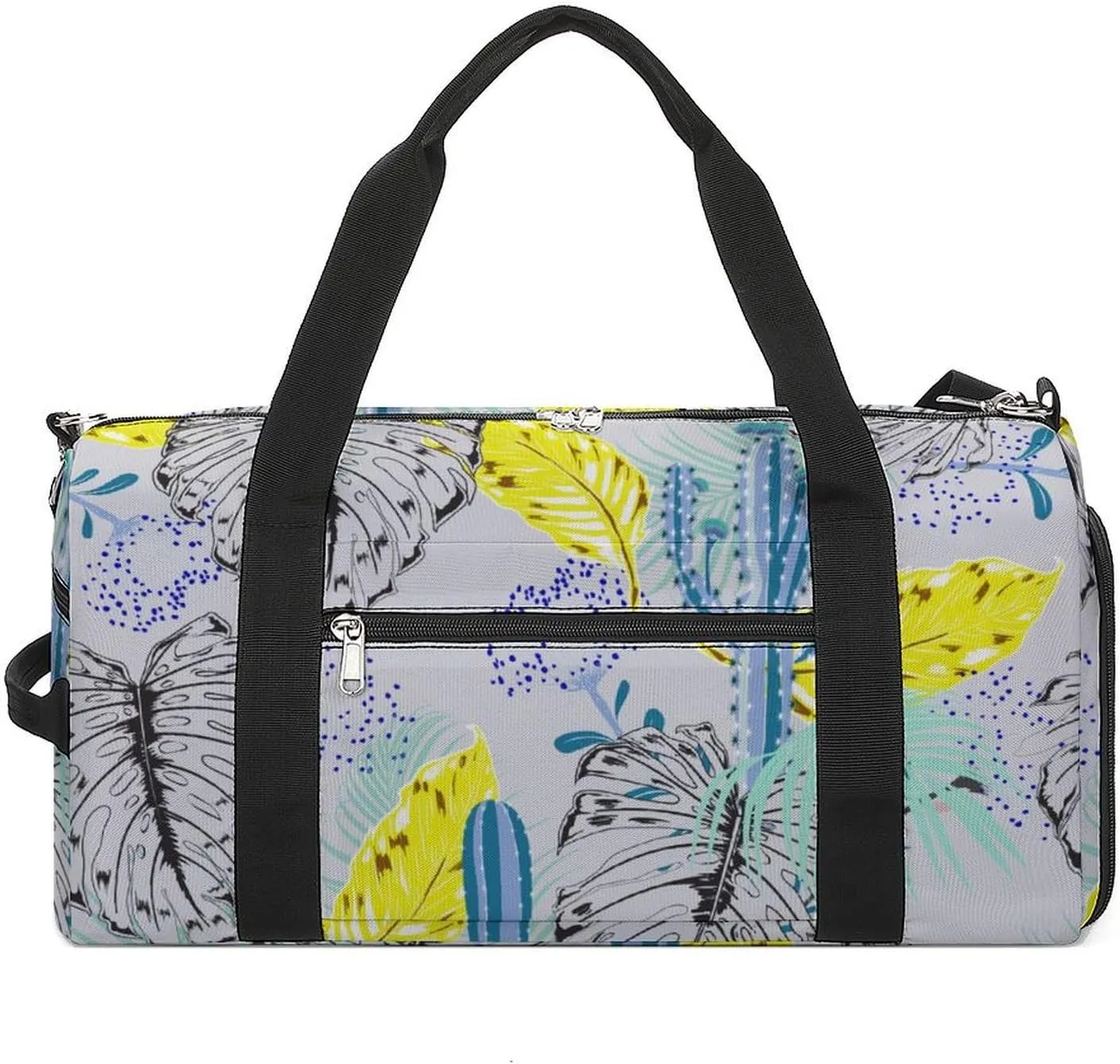 Gym Duffel Bag with Shoe Compartment Wet Pocket, Tropical Pattern Travel Bag for Men Women, style-2